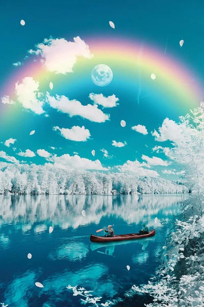 Rainbow And Winter Landscape