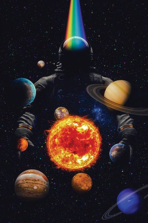 Giant Astronaut And Solar System