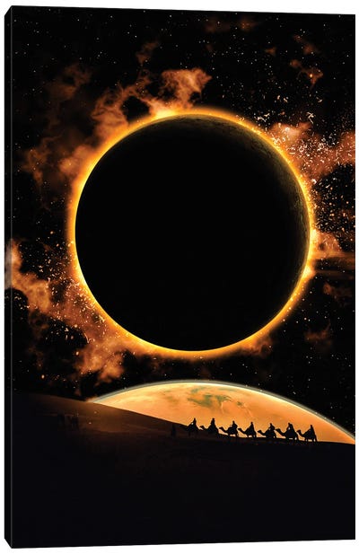 Solar Eclipse In Desert Canvas Art Print - Eclipse Art