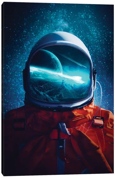 Astronaut Helmet Space Reflection Canvas Art Print - Adventure Art