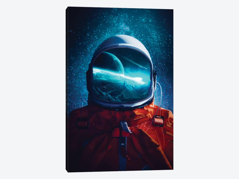 Astronaut Helmet Space Reflection by GEN Z 1-piece Canvas Art Print