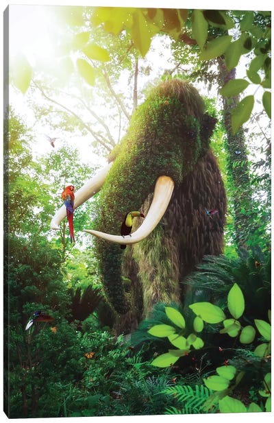 Vegetable Mammoth In Tropical Forest Canvas Art Print - Reclaimed by Nature