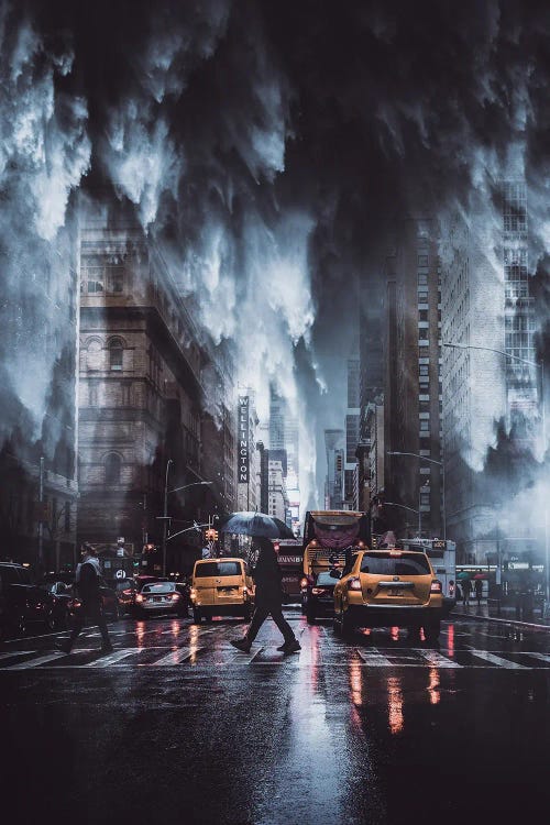 Waterfall Rain In An American City