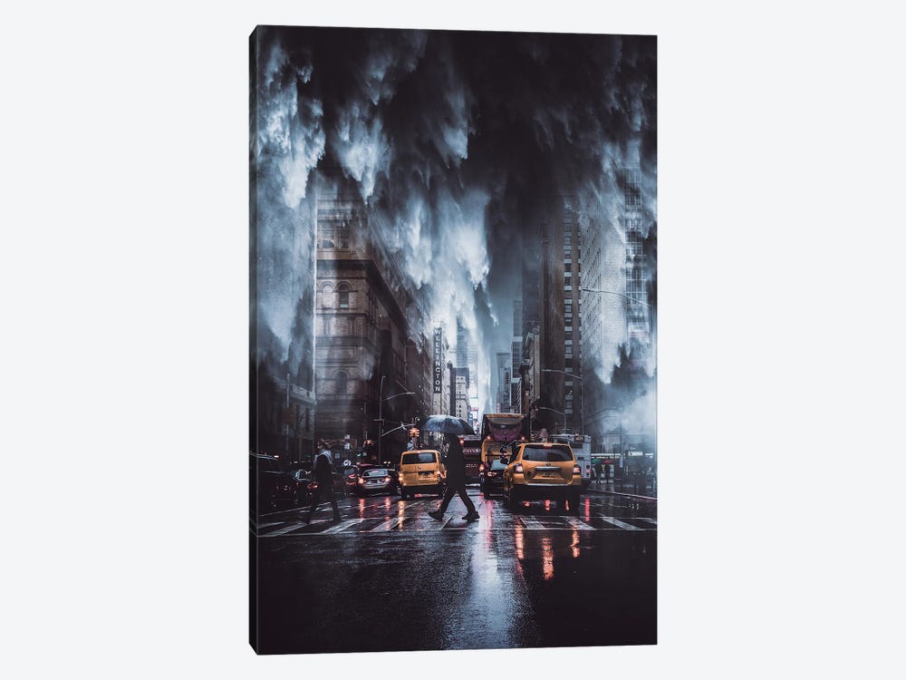 Waterfall Rain In An American City by GEN Z 1-piece Canvas Artwork