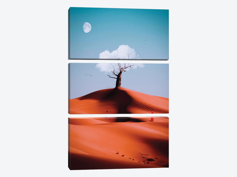 Fantasy Tree Cloud In Red African Desert by GEN Z 3-piece Canvas Art Print