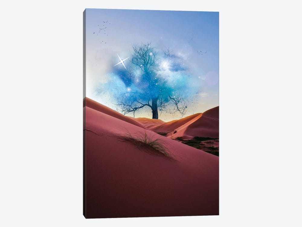 Tree In Desert With Foliage Of The Space by GEN Z 1-piece Canvas Artwork