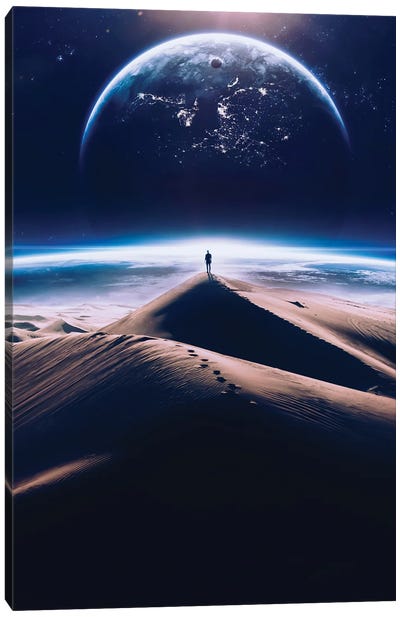 At The Top Of The Dune Earth View Canvas Art Print - Planet Art