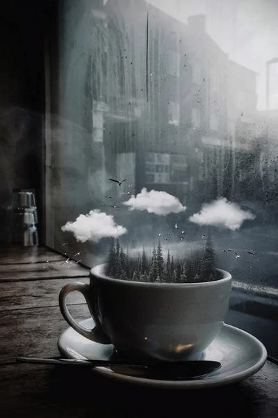 Composite Photography: Coffee Cup Of Forest Nature by GEN Z