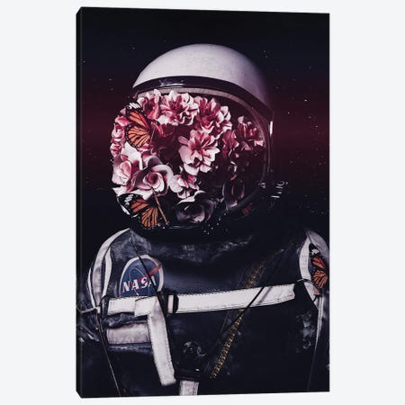 Astronaut Blossom Flowers Canvas Print #GEZ305} by GEN Z Canvas Artwork