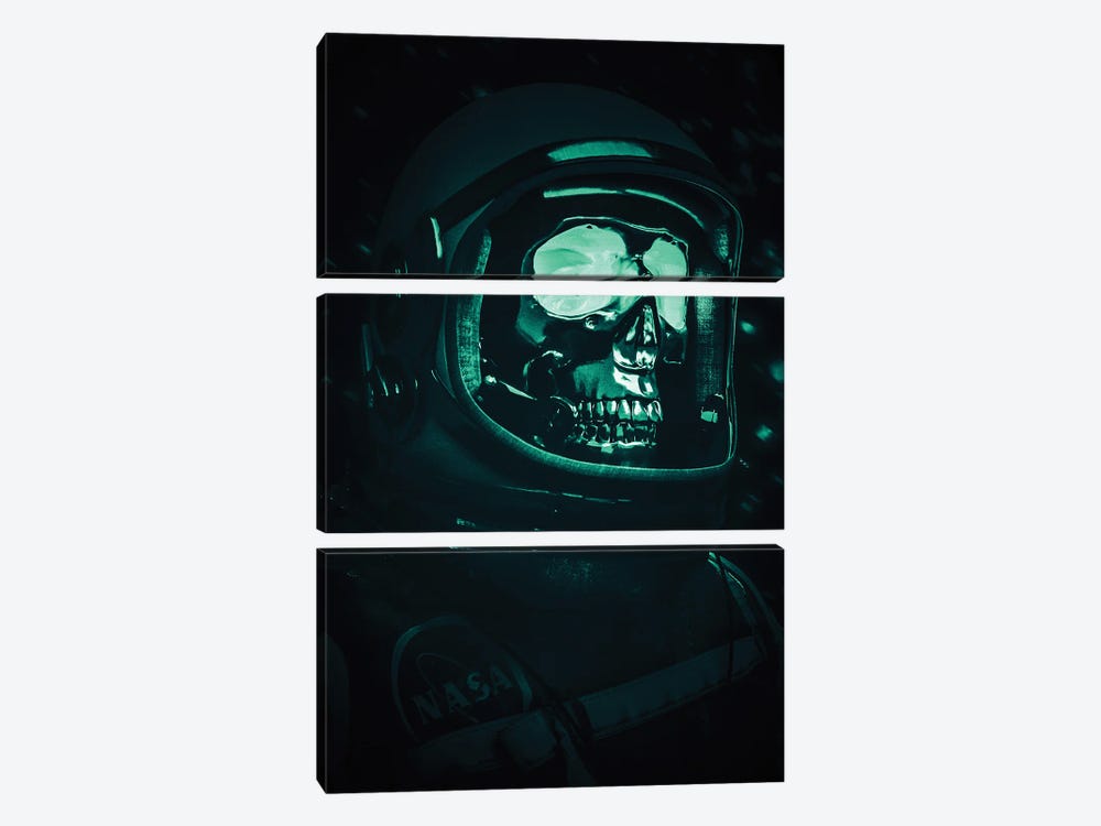 Infrared Skull Helmet Astronaut by GEN Z 3-piece Canvas Art Print