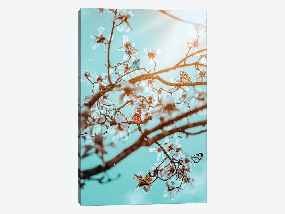 Butterflies And Cherry Blossom In Spring by GEN Z 1-piece Canvas Art