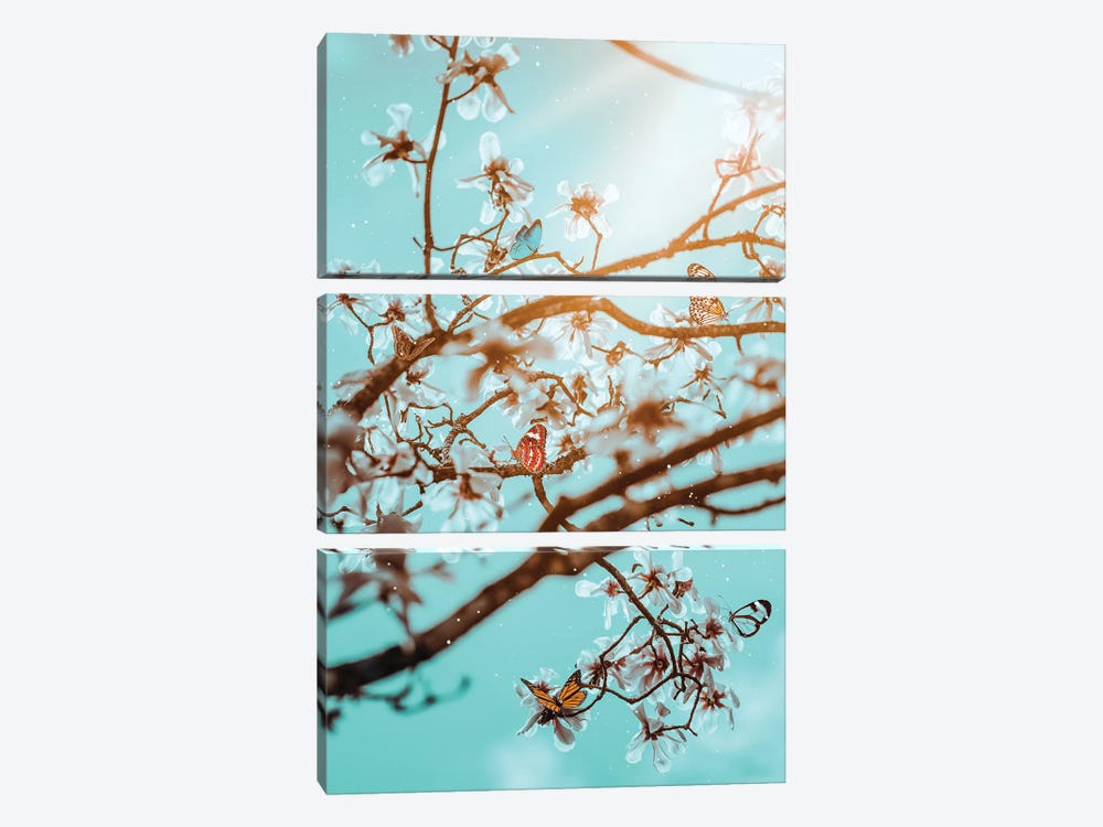 Butterflies And Cherry Blossom In Spring by GEN Z 3-piece Canvas Artwork