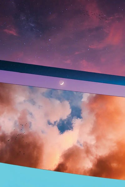 Electric Wires And Skies by GEN Z framed canvas print