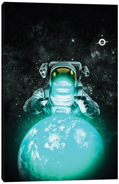 Astronaut Earth Protect Canvas Art Print - Earth Art