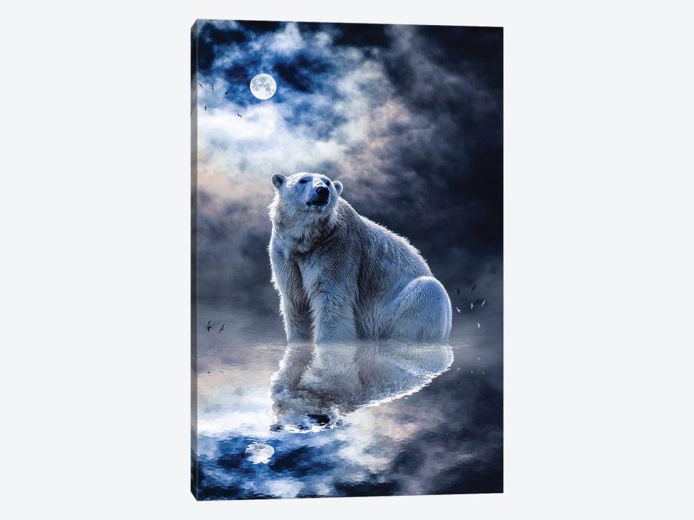 Polar Bear Water Reflection by GEN Z 1-piece Canvas Art