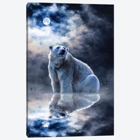 Polar Bear Water Reflection Canvas Print #GEZ323} by GEN Z Canvas Art Print