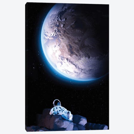 Astronaut Drinking A Beer On Moon Canvas Print #GEZ337} by GEN Z Art Print