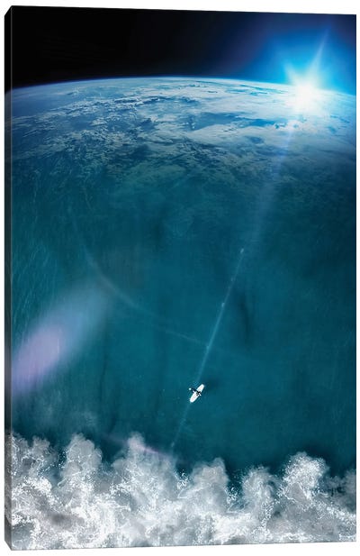 Surfer Between Ocean And Space Canvas Art Print - GEN Z