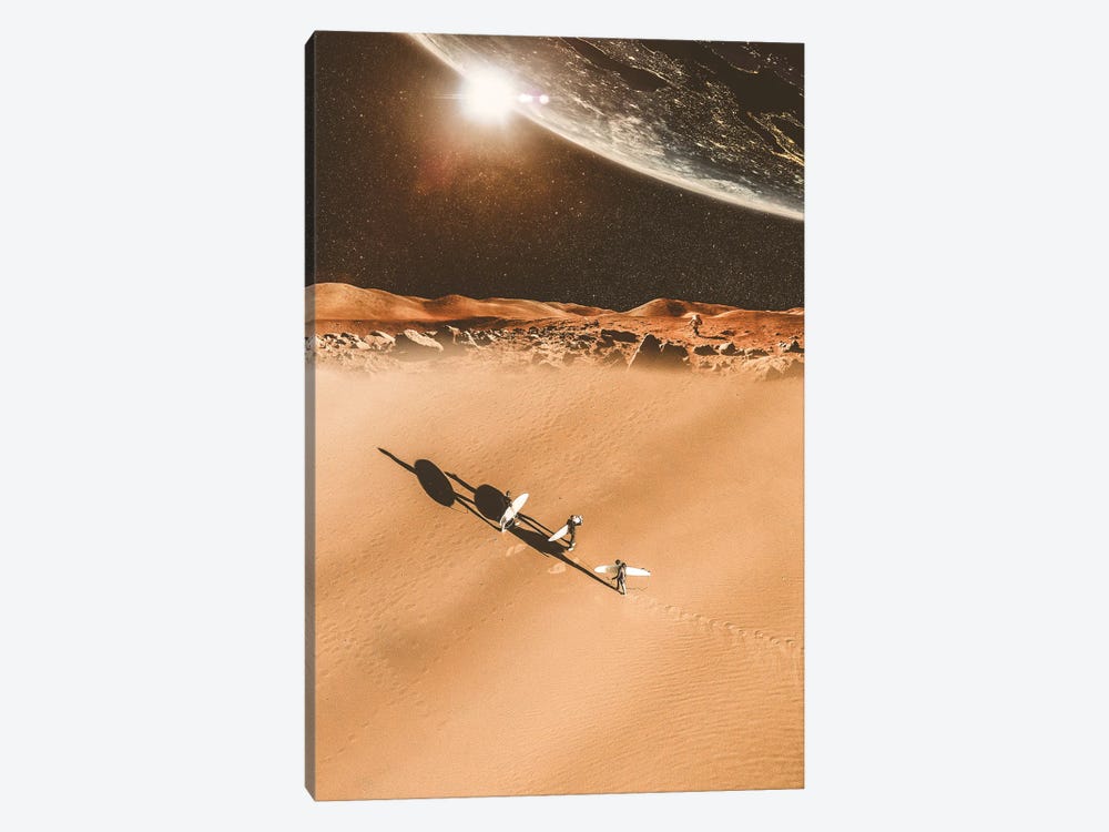Surfers Walking On The Sand Of Mars by GEN Z 1-piece Art Print