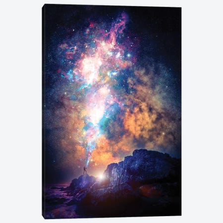 Playing The Galaxy Saxophone Canvas Print #GEZ345} by GEN Z Canvas Art