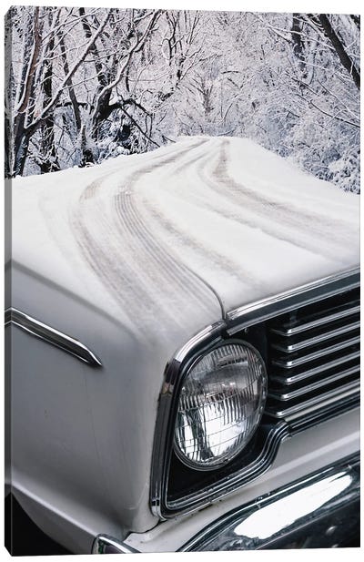 Drive Your Vintage Car In Winter Snow Canvas Art Print - GEN Z