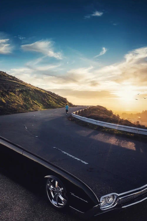 Classic Car Mountains Road by GEN Z wall art