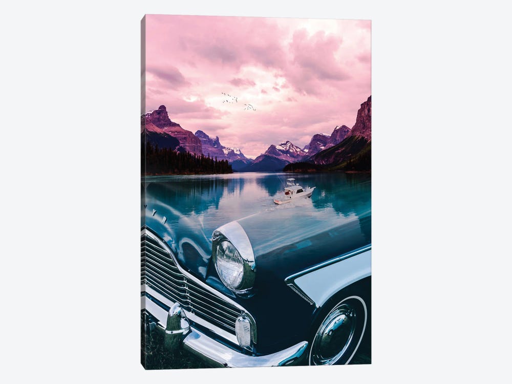 Classic Car Mountains Lake by GEN Z 1-piece Canvas Art