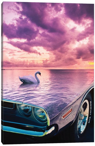 Classic Car Pink Swan Canvas Art Print - GEN Z
