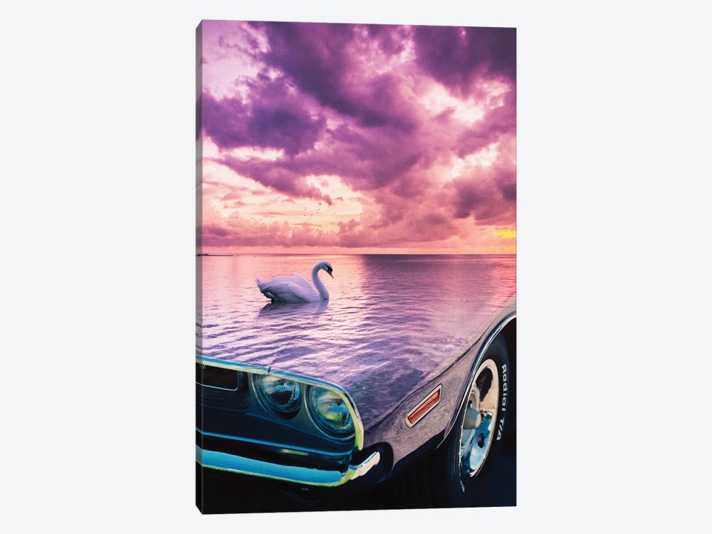 Classic Car Pink Swan by GEN Z 1-piece Canvas Art Print