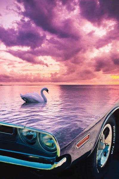 Lake Sunrises & Sunsets: Classic Car Pink Swan by GEN Z