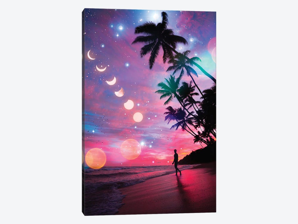 Moon Phases On The Exotic Beach by GEN Z 1-piece Canvas Wall Art