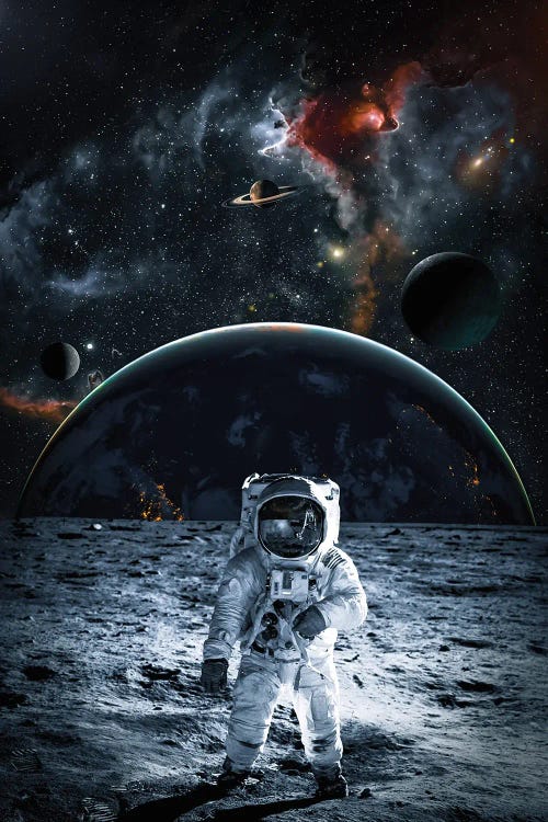 Astronaut On Grey Moon by GEN Z wall art