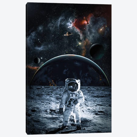 Astronaut On Grey Moon Canvas Print #GEZ376} by GEN Z Canvas Art Print