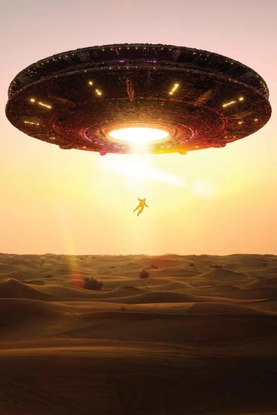 Astronaut Abbuction By Ufo by GEN Z framed wall art