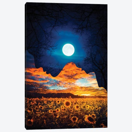 Night And Day Duality Face Canvas Print #GEZ378} by GEN Z Canvas Art