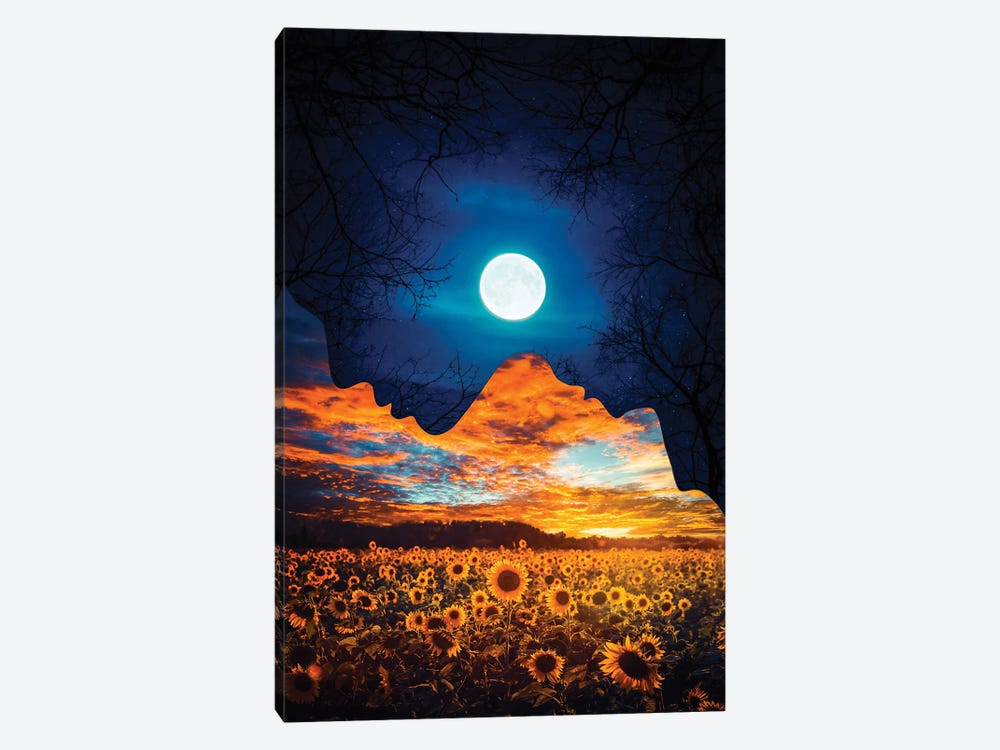 Night And Day Duality Face by GEN Z 1-piece Canvas Wall Art