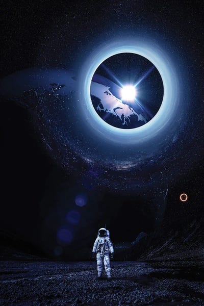 Astronaut Black Hole Planet Earth by GEN Z framed wall art
