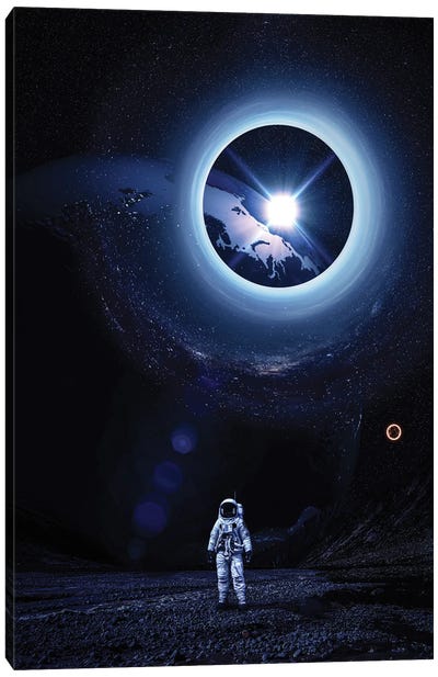 Astronaut Black Hole Planet Earth Canvas Art Print - GEN Z