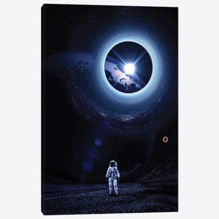 Astronaut Black Hole Planet Earth Canvas Print #GEZ381} by GEN Z Art Print