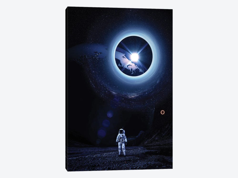 Astronaut Black Hole Planet Earth by GEN Z 1-piece Canvas Wall Art
