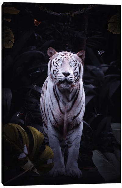 White Tiger With Bright Eyes Canvas Art Print - GEN Z