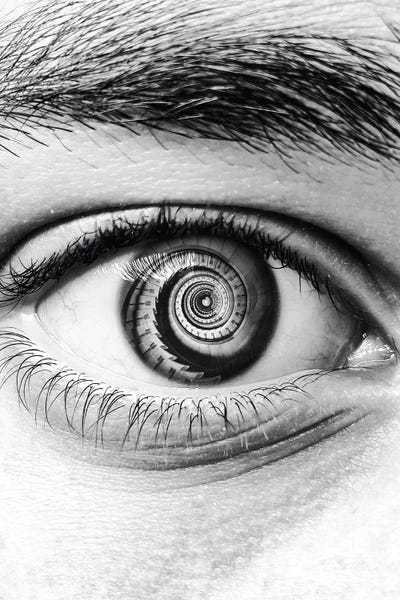 Window To The Mind: Black And White Revolving Staircase Eye by GEN Z