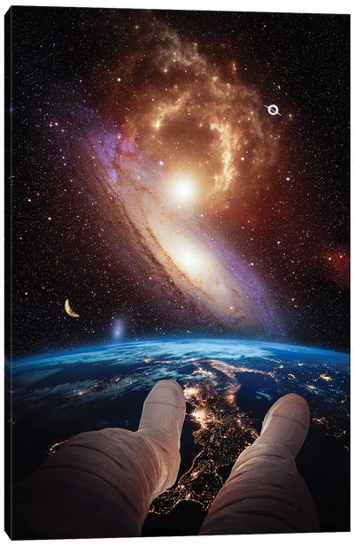 Astronaut Weightlessness Earth Canvas Art Print - Earth Art