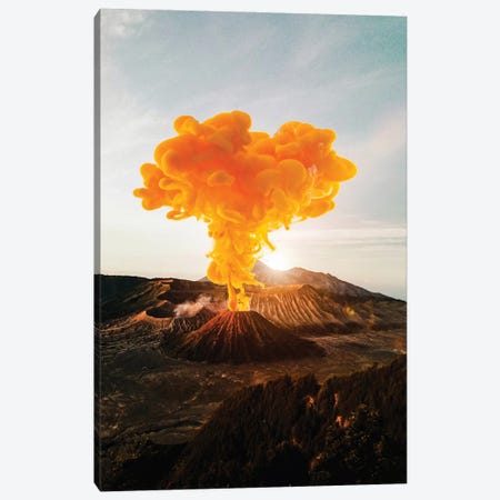 Orange Smoke Volcano Eruption Canvas Print #GEZ387} by GEN Z Canvas Artwork