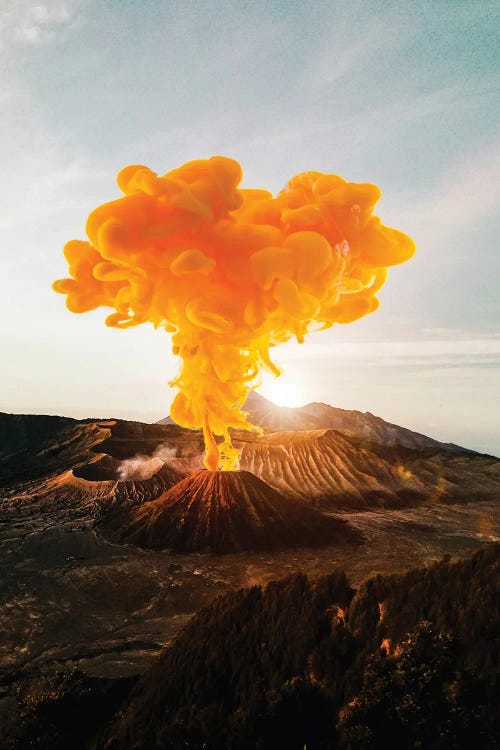 Orange Smoke Volcano Eruption