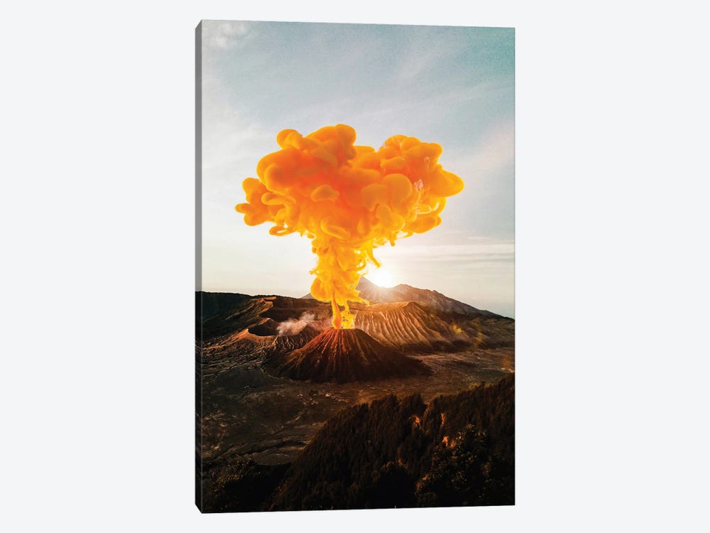 Orange Smoke Volcano Eruption by GEN Z 1-piece Canvas Art