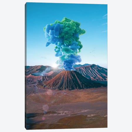 Colorful Blue And Green Volcano Eruption Canvas Print #GEZ388} by GEN Z Canvas Print