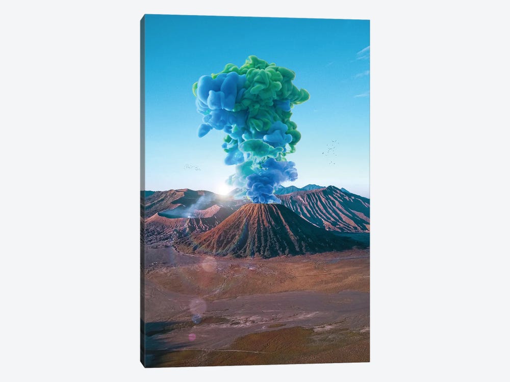 Colorful Blue And Green Volcano Eruption by GEN Z 1-piece Canvas Print