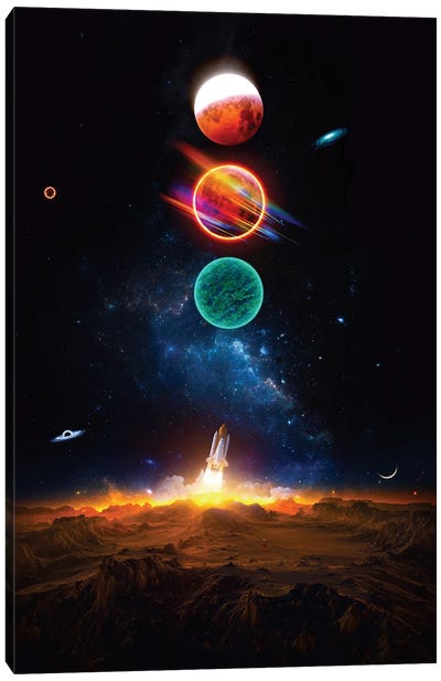 Rocket Launch And Single Astronaut Canvas Art Print - GEN Z