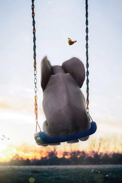 Elephants: Baby Elephant Swing With Butterfly by GEN Z